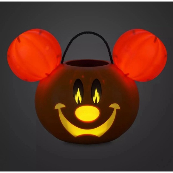Disney Parks Mickey Mouse Pumpkin Light-Up Trick or Treat Bucket Halloween - Picture 1 of 6
